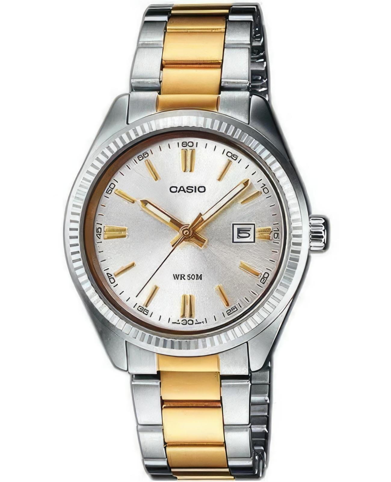 Casio Casio Collection LTP-1302SG-7A  LTP-1302SG-7A кварцевые женские часы бирюзовый циферблат, браслет нержавеющая сталь с ip-покрытием — вид спереди