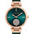Anne Klein Anne Klein Crystal Metals 3000RGTE  3000RGTE кварцевые женские часы зеленый циферблат, браслет сталь с ip покрытием — вид спереди