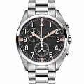 Hamilton Hamilton Khaki Aviation Pilot Pioneer Chrono H76522131  H76522131 кварцевые мужские часы черный циферблат, браслет нержавеющая сталь — вид спереди