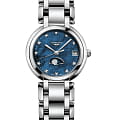 Longines Longines PrimaLuna L8.115.4.98.6  L81154986 кварцевые женские часы синий циферблат, браслет нержавеющая сталь — вид спереди