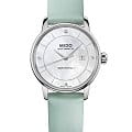 Mido Mido Baroncelli Signature Lady Colours M037.207.16.106.00  M0372071610600 механические женские часы серебристый циферблат, браслет кожаный — вид спереди