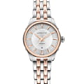 Hamilton Hamilton Jazzmaster Lady Auto H42225151  H42225151 механические женские часы белый циферблат, браслет нержавеющая сталь с pvd-покрытием — вид спереди