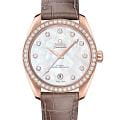Omega Omega Seamaster Aqua Terra 220.58.38.20.55.001 Aqua Terra 22058382055001 механические женские часы белый циферблат, браслет кожаный — вид спереди