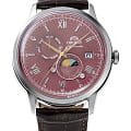 Orient Orient Sun & Moon RA-AK0807R  RA-AK0807R механические мужские часы бордовый циферблат, браслет кожаный — вид спереди