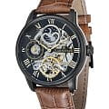 Earnshaw Earnshaw Longitude ES-8006-10  ES-8006-10 механические мужские часы черный циферблат, браслет кожаный — вид спереди