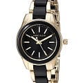 Anne Klein Anne Klein Classic  3212BKGB  3212BKGB кварцевые женские часы черный циферблат, браслет сталь c pvd покрытием + пластик — вид спереди