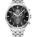 Swiss Military by Chrono Swiss Military by Chrono Vintage Chronograph SM34098.01  SM34098.01 кварцевые мужские часы  черный циферблат, браслет нержавеющая сталь — вид спереди