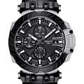 Tissot Tissot T-Race Automatic Chronograph T115.427.27.061.00 T Race T1154272706100 механические мужские часы  черный циферблат, браслет кожаный — вид спереди