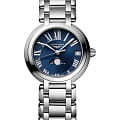Longines Longines PrimaLuna L8.115.4.91.6  L81154916 кварцевые женские часы  синий циферблат, браслет нержавеющая сталь — вид спереди