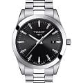 Tissot Tissot Gentleman T127.410.11.051.00 Gentleman T1274101105100 кварцевые мужские часы черный циферблат, браслет нержавеющая сталь — вид спереди