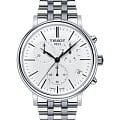 Tissot Tissot Carson Premium Chronograph T122.417.11.011.00 Carson T1224171101100 кварцевые мужские часы белый циферблат, браслет нержавеющая сталь — вид спереди