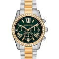 Michael Kors Michael Kors Lexington MK7303  MK7303 кварцевые женские часы зеленый циферблат, браслет сталь c pvd покрытием — вид спереди
