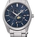 Orient Orient Sun & Moon RA-AK0303L  RA-AK0303L механические мужские часы синий циферблат, браслет нержавеющая сталь — вид спереди