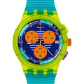 Swatch Swatch Chrono 42 Standard SUSJ404  SUSJ404 кварцевые женские часы  синий циферблат, браслет силикон — вид спереди