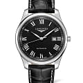 Longines Longines Master Collection L2.893.4.51.7  L28934517 механические мужские часы черный циферблат, браслет кожаный — вид спереди
