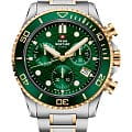 Swiss Military by Chrono Swiss Military by Chrono XL Chronograph SM34101.05  SM34101.05 кварцевые мужские часы  зеленый циферблат, браслет нержавеющая сталь с pvd-покрытием — вид спереди