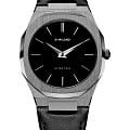 D1 Milano D1 Milano Ultra Thin UTLJ02  UTLJ02 кварцевые мужские часы черный циферблат, браслет кожаный — вид спереди