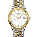 Longines Longines Flagship L4.974.3.22.7  L49743227 механические женские часы белый циферблат, браслет сталь c pvd покрытием — вид спереди