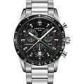 Certina Certina DS-2 Chronograph 1/100 sec C024.447.11.051.02 DS 2 C0244471105102 кварцевые мужские часы  черный циферблат, браслет нержавеющая сталь — вид спереди