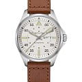 Hamilton Hamilton Khaki Aviation Pilot Day Date Auto H64635550  H64635550 механические мужские часы белый циферблат, браслет кожаный — вид спереди