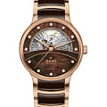 Rado Rado Centrix Automatic Diamonds Open Heart R30028902 Automatic R30028902 механические женские часы коричневый циферблат, браслет высокотехнологичная керамика + нержавеющая сталь с pvd покрытием — вид спереди