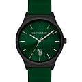U.S. Polo Assn. U.S. Polo Assn USPA1078-01  USPA1078-01 кварцевые мужские часы  зеленый циферблат, браслет силикон — вид спереди