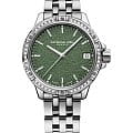 Raymond Weil Raymond Weil Tango 5960-STS-52061  5960-STS-52061 кварцевые женские часы  зеленый циферблат, браслет нержавеющая сталь — вид спереди