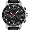 Tissot Tissot SuperSport Chrono T125.617.16.051.00 SuperSport Chrono T1256171605100 кварцевые мужские часы  черный циферблат, браслет кожаный — вид спереди