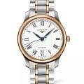 Longines Longines Master Collection L2.628.5.19.7  L26285197 механические мужские часы  белый циферблат, браслет нержавеющая сталь + золото 18к — вид спереди