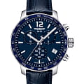 Tissot Tissot T-Sport Quickster T095.417.16.047.00 Quickster T0954171604700 кварцевые мужские часы  синий циферблат, браслет кожаный — вид спереди