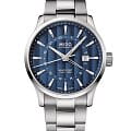 Mido Mido Multifort Dual Time M038.429.11.041.00  M0384291104100 механические мужские часы  синий циферблат, браслет нержавеющая сталь — вид спереди