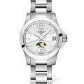 Longines Longines Conquest L3.380.4.76.6  L33804766 кварцевые женские часы серебристый циферблат, браслет нержавеющая сталь — вид спереди