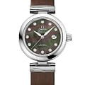 Omega Omega De Ville Ladymatic 425.32.34.20.57.004  Ladymatic 42532342057004 механические женские часы  зеленый циферблат, браслет кожаный — вид спереди