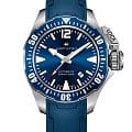 Hamilton Hamilton Khaki Navy Frogman Auto H77705345  H77705345 механические мужские часы синий циферблат, браслет каучук — вид спереди