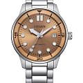 Citizen Citizen Automatic NJ0191-83X  NJ0191-83X механические мужские часы коричневый циферблат, браслет нержавеющая сталь — вид спереди