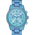 Michael Kors Michael Kors Runway Slim MK6684  MK6684 кварцевые женские часы голубой циферблат, браслет сталь с ip покрытием — вид спереди
