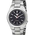 Seiko Seiko 5 Regular SNK607K1  SNK607K1 механические мужские часы черный циферблат, браслет нержавеющая сталь — вид спереди