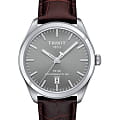 Tissot Tissot PR 100 Powermatic 80 T101.407.16.071.00 PR 100 T1014071607100 механические мужские часы серый циферблат, браслет кожаный — вид спереди