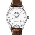 Mido Mido Baroncelli M8600.4.26.8  M86004268 механические мужские часы  белый циферблат, браслет кожаный — вид спереди