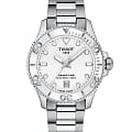 Tissot Tissot Seastar 1000 T120.210.11.011.00 Seastar 1000 T1202101101100 кварцевые женские часы  серебристый циферблат, браслет нержавеющая сталь — вид спереди