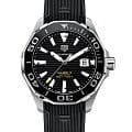 TAG Heuer TAG Heuer Aquaracer WAY201A.FT6142  WAY201A.FT6142 механические мужские часы черный циферблат, браслет каучук — вид спереди