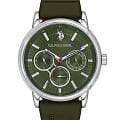 U.S. Polo Assn. U.S. Polo Assn. Crossing USPA1098-03  USPA1098-03 кварцевые мужские часы зеленый циферблат, браслет силикон — вид спереди