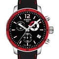 Tissot Tissot Quickste Chronograph Football T095.449.17.057.01 Quickster T0954491705701 кварцевые мужские часы  черный циферблат, браслет кожаный — вид спереди