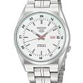 Seiko Seiko Seiko 5 SNK559J1  SNK559J1 механические мужские часы белый циферблат, браслет нержавеющая сталь — вид спереди
