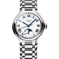 Longines Longines PrimaLuna L8.126.4.71.6  L81264716 механические женские часы  серебристый циферблат, браслет нержавеющая сталь — вид спереди