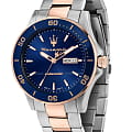 Maserati Maserati Successo Chronograph R8823100001  R8823100001 кварцевые мужские часы синий циферблат, браслет нержавеющая сталь с pvd-покрытием — вид спереди