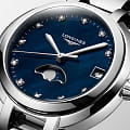 Longines Longines PrimaLuna L8.115.4.98.6 кварцевые женские часы часы крупный план синий циферблата