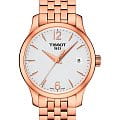 Tissot Tissot Tradition Lady T063.210.33.037.00 Tradition T0632103303700 кварцевые женские часы белый циферблат, браслет сталь c pvd покрытием — вид спереди