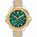 Philipp Plein Philipp Plein Plein Chrono Royal 46 MM PWPRA0324  PWPRA0324 кварцевые мужские часы  зеленый циферблат, браслет нержавеющая сталь с pvd-покрытием — вид спереди