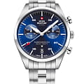 Swiss Military by Chrono Swiss Military by Chrono SM34090.02  SM34090.02 кварцевые мужские часы  синий циферблат, браслет нержавеющая сталь — вид спереди